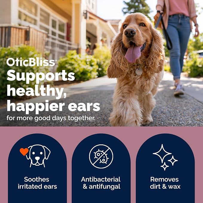 Vetnique Oticbliss Medicated Ear Drops for Dogs & Cats, Infection & Allergy (Ear Infection Drops) | Medicated Otic Drops in Two Formulas, MicroSilver BG for Infection & 1% Hydrocortisone With Chitosan for Allergy Itch Relief