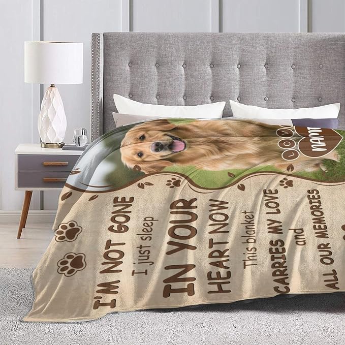 Nxwdwqa Personalized Dog Blanket Throws with Photos, Custom Pet Name Blanket, Dog Gifts for Pet Lovers, Customized Puppy Blanket for Adult Kid Birthday Christmas Fathers Mothers Valentines Gift