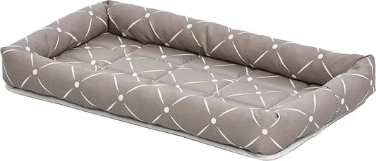 MidWest Homes for Pets 40236-MRD Quiet Time Couture Ashton Bolster Pet Bed, Intermediate Dog/36, Mushroom, Mushroom & White Diamond Pattern, 36-Inch