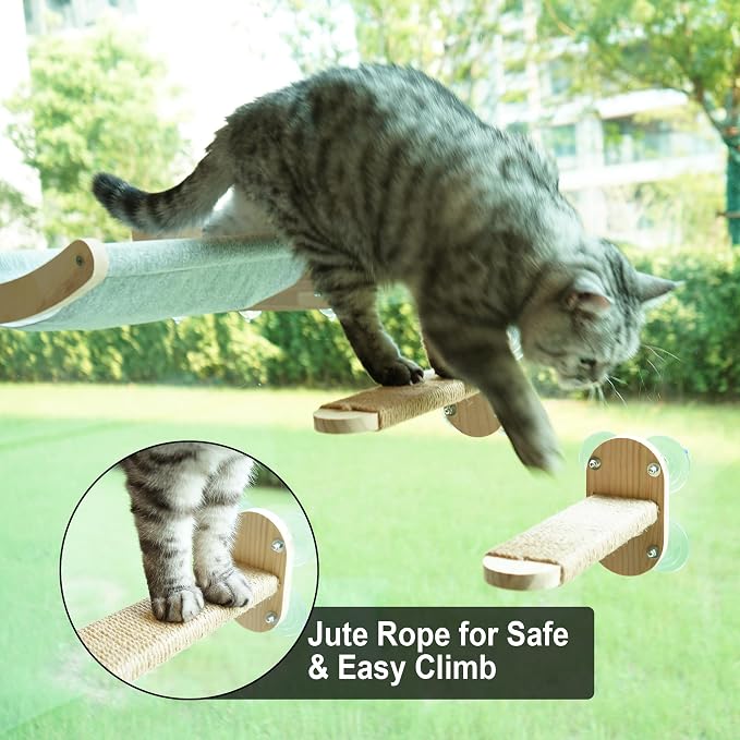 Cozy Cat Window Perch with 2 Pack of Sisal Window Shelves | Cat Window Hammock for Indoor Cats，Strong Suction Cups, Easy Install，for Sunbathing, Napping & Overlooking
