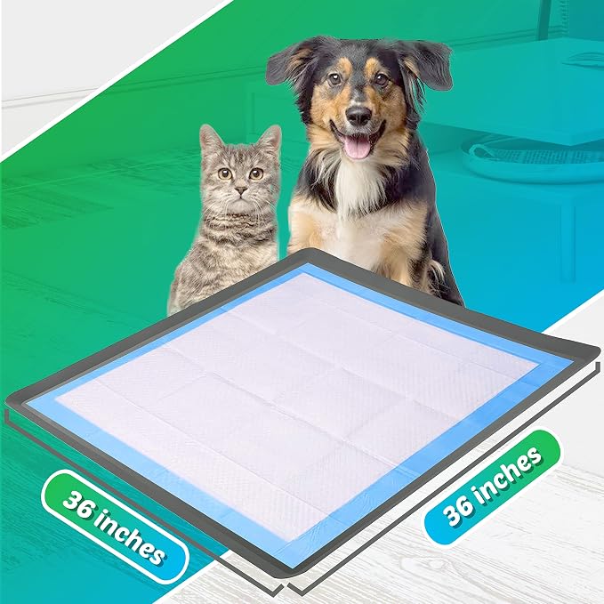TidyFriend Dog Pee Pad Holder Tray Fits for 36” x 36” Wee Wee Pee Pads - Stable Grip, Raised Edges, Quick-Wipe Silicone Surface Dog Potty Tray Holder for Indoor Flooring Protection (Grey)
