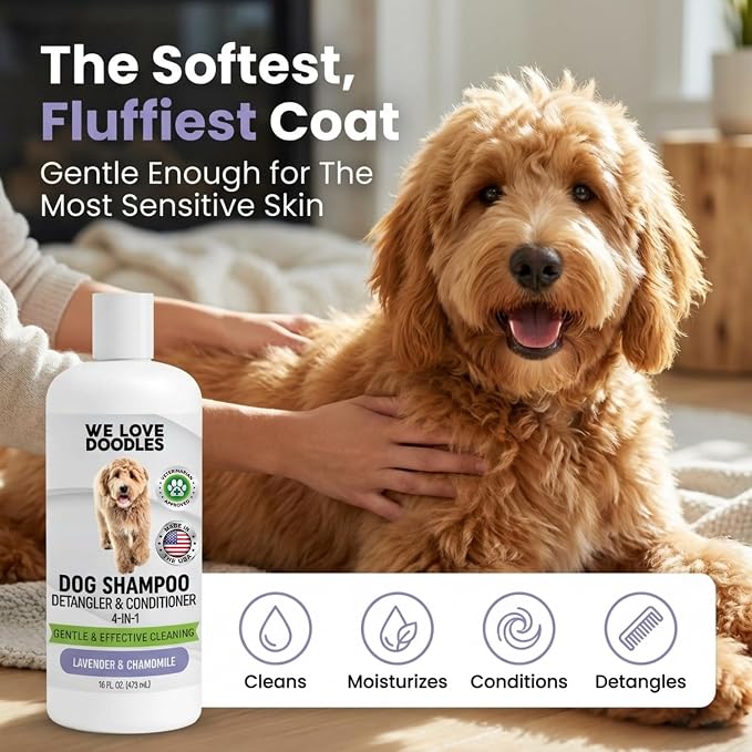 We Love Doodles Pin Brush & Dog Shampoo - Dog Grooming Kit - Remove Mats, Knots, and Tangles