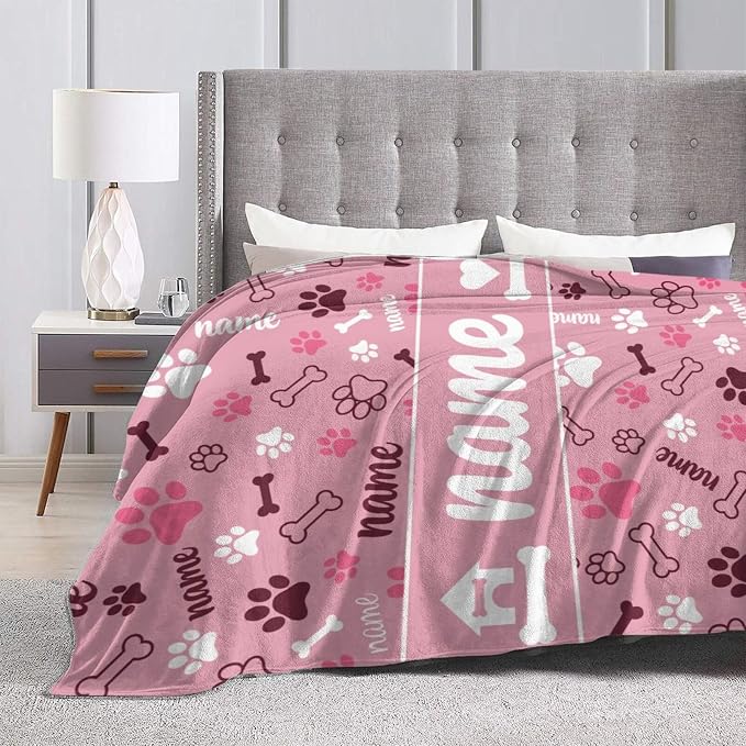 Nxwdwqa Personalized Dog Name Blanket Throws with Photos, Custom Pet Name Blanket, Dog Gifts for Pet Lovers, Customized Puppy Blanket for Adult Kid Birthday Christmas Fathers Mothers Valentines Gift