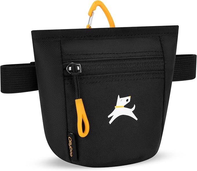 Goodie Treat Bag, Dog Treat Training Pouch | Magnetic Closure | 3 Ways to Wear | Hands-Free Waist Belt | Water-Resistant Recycled Vegan Fabric (Raven S'25)