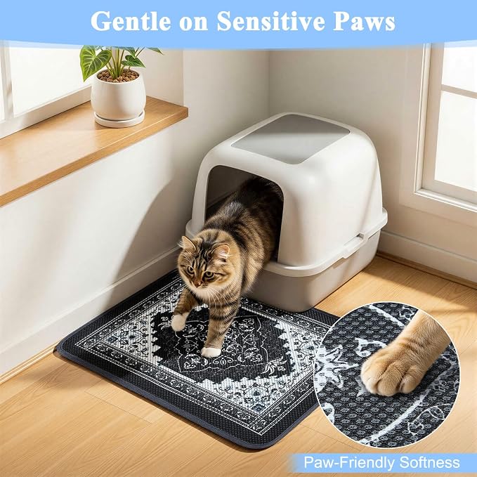 Unicorn Catcher 24"x15" Cat Litter Mat Machine Washable Litter Trapping Pad | Kitty Paw Friendly Padding With Breathable 3D Air Mesh Technology And A Non-Slip Base To Keep Home Floors Debris-Free