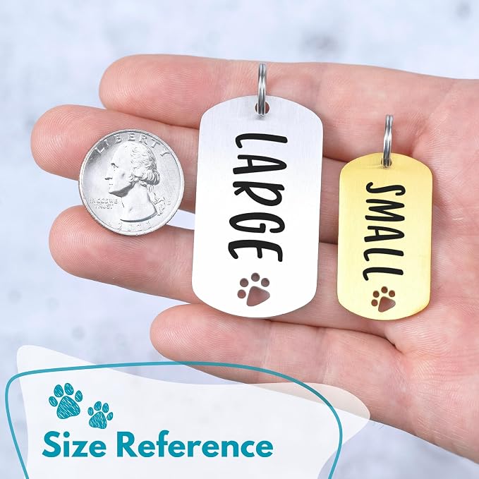 Ultra Joys Dog Tags Personalized for Pets - Hollow Paw Custom Pet ID Tag - Engraved Dog Tag for Small, Large Dogs - Large Military Dog Tag in Gold