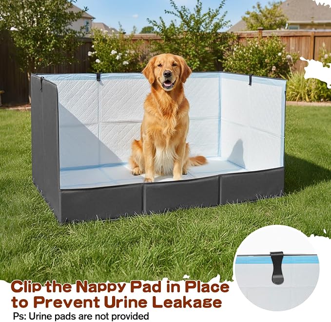 Foldable Dog Litter Box with High Walls, Waterproof Indoor Dog Potty Tray with 4-Inch Baffle, 33.5"×23.6"×15.9" Dogs Pee Pad Holder for Puppies Small and Medium Dogs