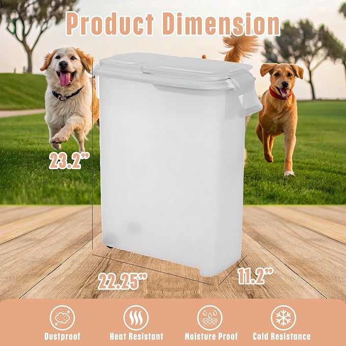 Buddeez Airtight Pet Food Storage Container - 50 QT/50 LB Capacity Dog Food Storage Container - Cat Food Container, Bird Seed Storage Container, Rolling Storage Bin, Air Tight with Handle & Scoop