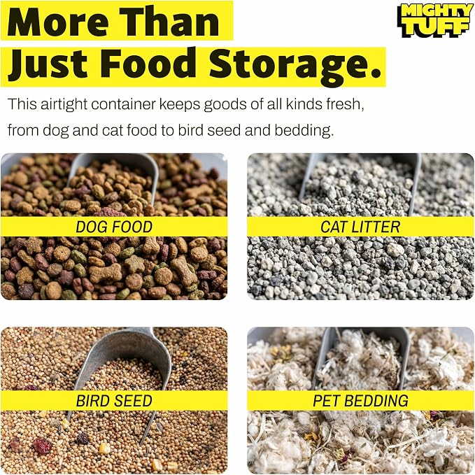 Mighty Tuff 8 lb Pet Food Storage Container with Airtight Lid, Clear | Secure lid clasp helps keep dog and cat food fresh while the clear container simplifies pantry organization.