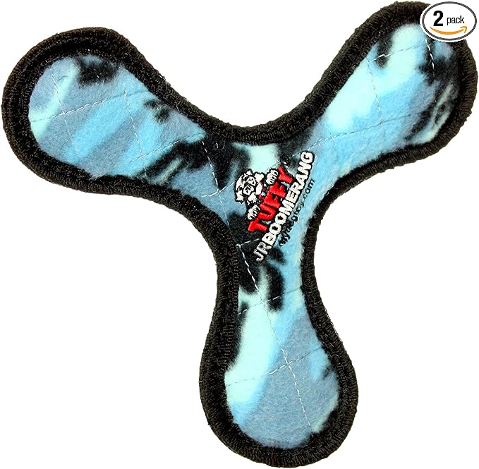 TUFFY® : 2 Pack Boomerang Dog Toy: Ultra Durable Plush Toy with Multiple Layers & Reinforced Seams, Washable and Floats, Original Construction