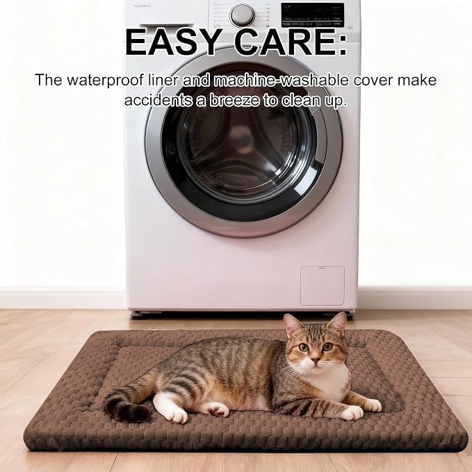 Dog Bed Mat - Dog Crate Pad - Reversible Mat for Pet Comfort - Soft Bed Crate Pads for All Seasons - Durable, Machine Washable Mat for Crates, Travel, and Home (Dark Brown, 18" L*14" W*1.5" Th)