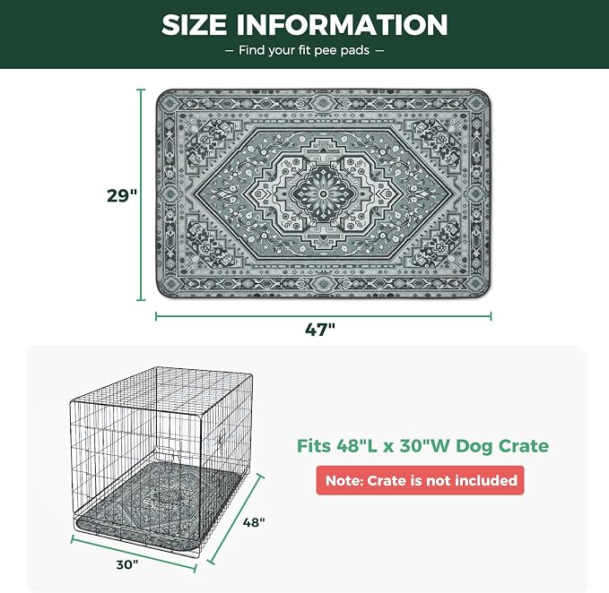 FXW Washable Pee Pads for Dogs, Super Absorbent, 29" x 47", 2 Packs | Machine washable, Non-slip backing