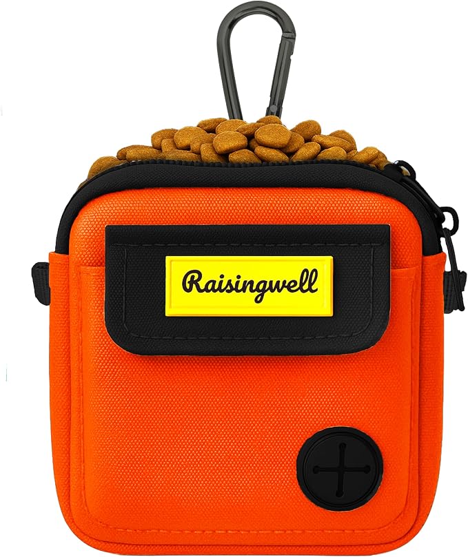 Raisingwell Dog Treat Pouch for Pet Walking and Training with Clicker, Poop Bags and Three Bags Design Small Fanny Zipper Pack Holder for Puppy Snack Dispenser Kit for Leash and Outdoor Use (Blue)