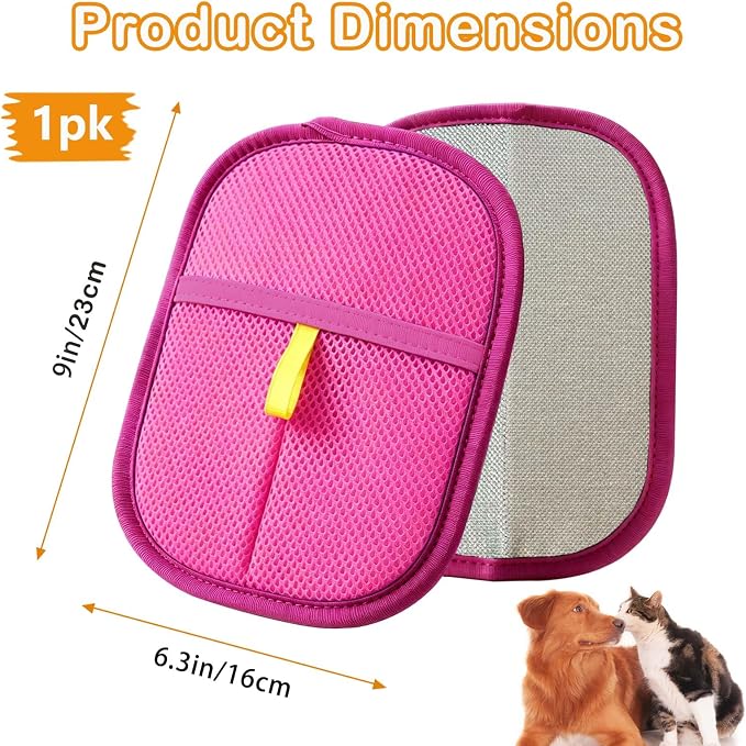 Thickened Pet Hair Removal Glove for Fabric Surfaces, Pink | Easy-On 2-Finger Design; Secure Stay-Put Fit; Easy Hair Pickup; Reusable Design; Sofas, Beds, Carpets, Pet Beds and Car Seats