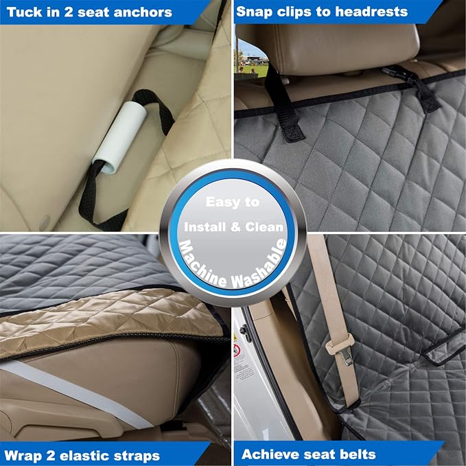 VIEWPETS Bench Car Seat Cover Protector - Waterproof, Heavy-Duty and Nonslip Pet Car Seat Cover for Dogs with Universal Size Fits for Vehicles, Trucks & SUVs(Grey)