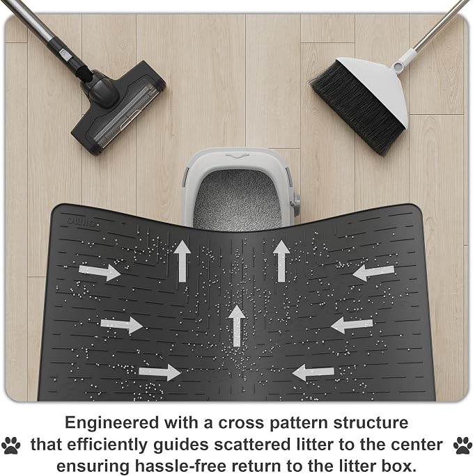 OHMO XXL Cat Litter Mat, 37.5x25.2 Black, Premium Silicone Rubber, Waterproof & BPA-Free, Traps Litter, Easy to Clean, Keeps Floors Tidy