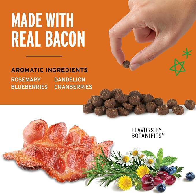 Pet Botanics 10 oz. Pouch Training Rewards Mini Soft & Chewy, Bacon Flavor, with 500 Treats Per Bag, The Choice of Top Trainers | 10 oz Pouch with 500 Treats Per Bag, High-Value Reward for Training, Only 1.5 Calories Per Treat