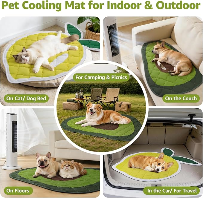 LOOBANI Dog Cooling Mat 28"x40"- Cute Avocado Design Cooling Mat for Dogs (Cool & Warm Side), Waterproof Self-Cooling Mat for Crate, Floor, Car for Small Dogs, Cats, Pet Green 28x40 in