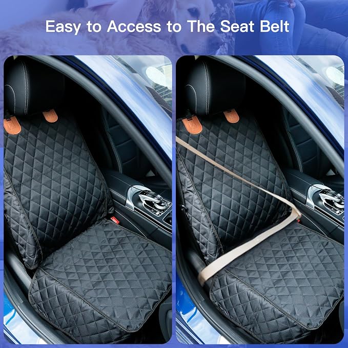 PETICON Front Seat Cover 2 Pack, Full Protection Dog Car Seat Cover with Side Flaps, Nonslip Scratchproof Captain Chair Seat Cover Fits for Cars, Trucks, SUVs, Jeep, Black