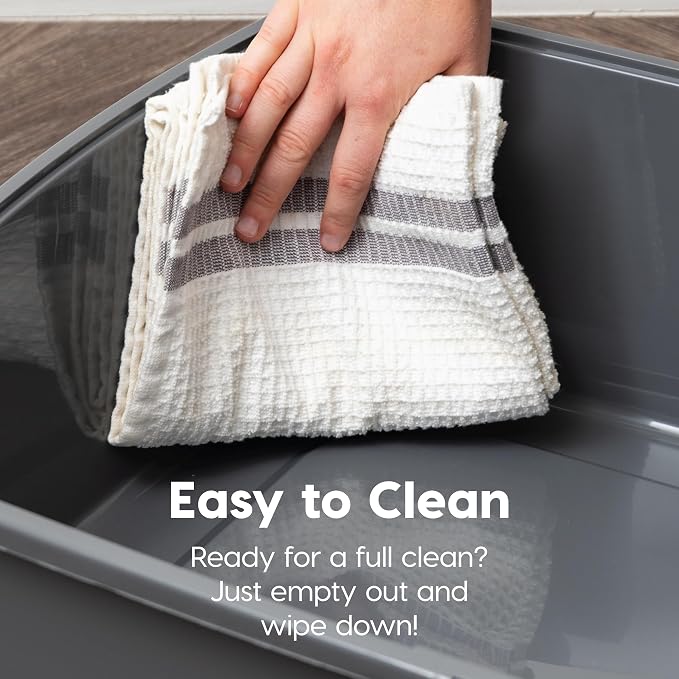 IRIS USA Extra Large Cat Litter Box XXL Open Top High Sided Walls Scatter Shield Scoop Included Easy Clean Plastic Pan for Big Cats Multi-Cat Households 30" L x 20" W x 14" H Gray