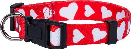 Native Pup Valentine’s Dog Collar- Valentines Day Pet Collars- Valentine Girly Hearts- Pink Red Heart- Cute Boy Girl Puppy Gift- Adjustable for Small, Medium, Large Breeds (Red Heart, Medium)