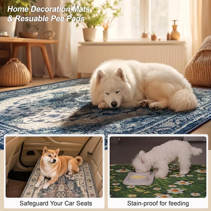 Washable Pee Pads for Dogs, Reusable Puppy Potty Training Pads, Ultra-Absorbent Thick Waterproof Leak-Proof Non-Slip Pads & Mat for Crate, Playpen, Floor, Whelping & Housebreaking , 2 Pack 18"x24"