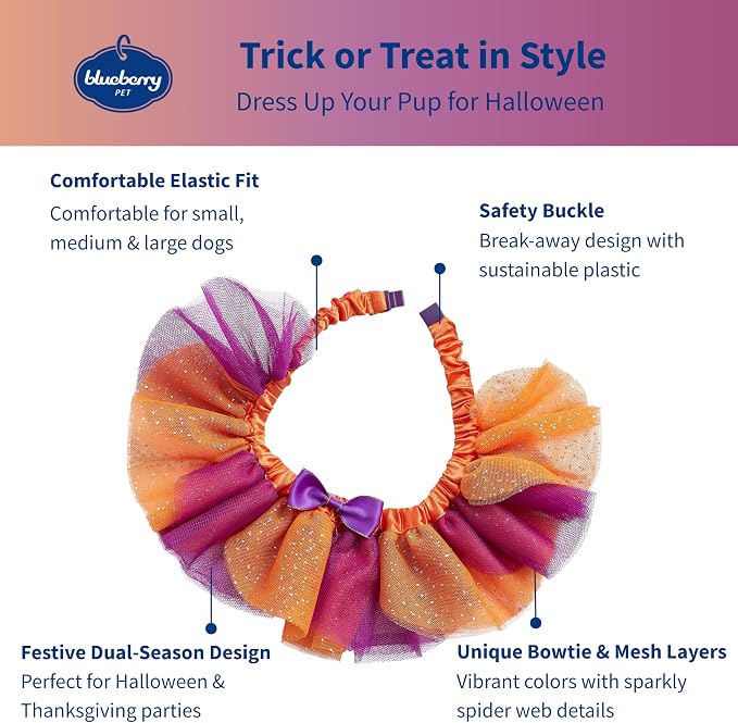 Blueberry Pet Halloween Party Adjustable Breakaway Costume Dog Collar in Warm Tone, X-Small