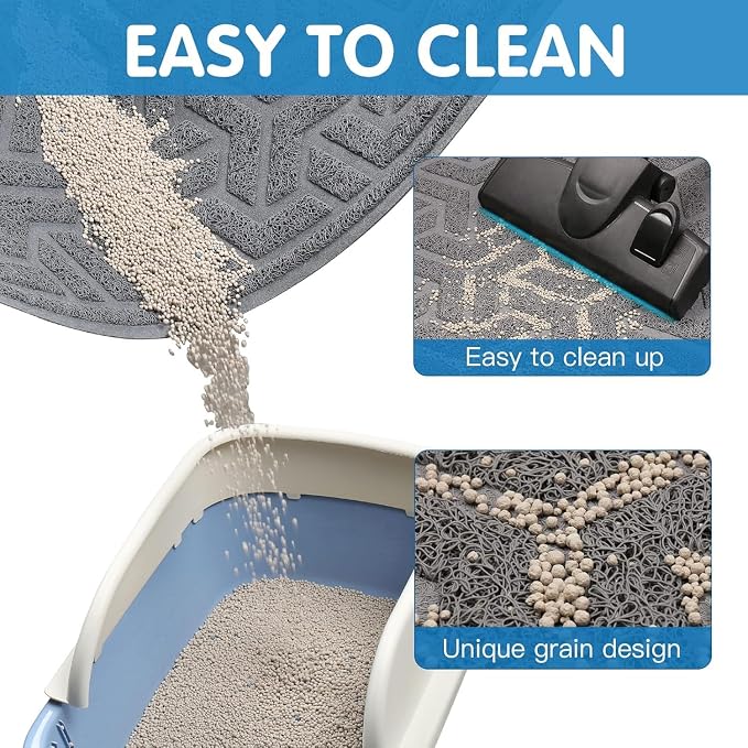 UPSKY Waterproof Cat Litter Mat Large 35" x 47" Soft on Kitty Paws, Gray | Litter Box Mat, Cat Litter Mat Litter Trapping Mat, Waterproof Scatter Control, For Indoor Cats, Easy to Clean