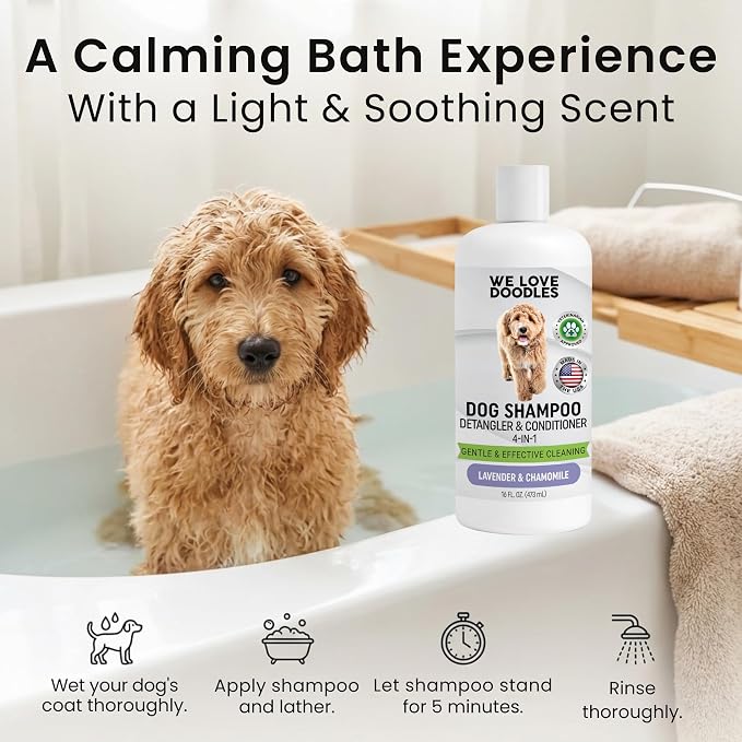 We Love Doodles Pin Brush & Dog Shampoo - Dog Grooming Kit - Remove Mats, Knots, and Tangles