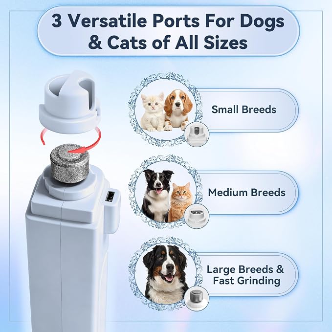 2-in-1 Quiet Electric Pet Nail Clipper & Grinder with Light for Dogs Cats (Blue) Dual LED Lights,3-Speed Grinder,Nail Clipping Splash Guard,Type-C Rechargeable,Quiet Design for Anxious Dogs & Cats