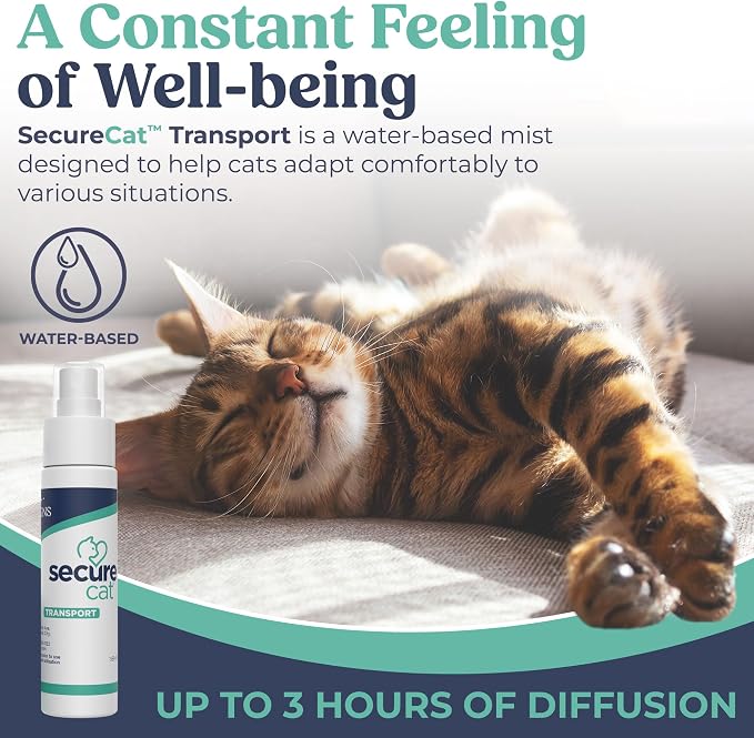 SIGNS SecureCat Transport, Water Based Calming Travel Spray, Naturally Supports Calm and Well-Being, Naturally Relieving Anxiety and Stress
