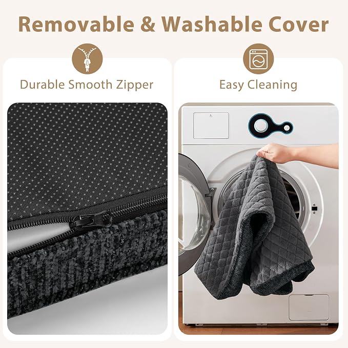 JOEJOY Orthopedic Dog Bed for Small Dogs, Washable Dog Crate Bed Small Sized with Removable Cover, Egg Memory Foam Pet Beds, Grey, 23"x17"