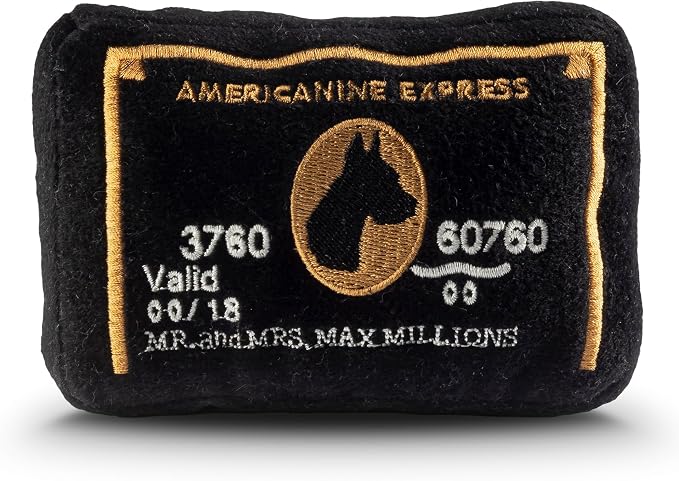 Dog Diggin Designs Americanine Express Bark Plush Dog Toy | Luxury-Inspired Parody Credit Card Dog Toy with Squeaker, Soft Plush Novelty Dog Toy – Don’t Leave Home Without It