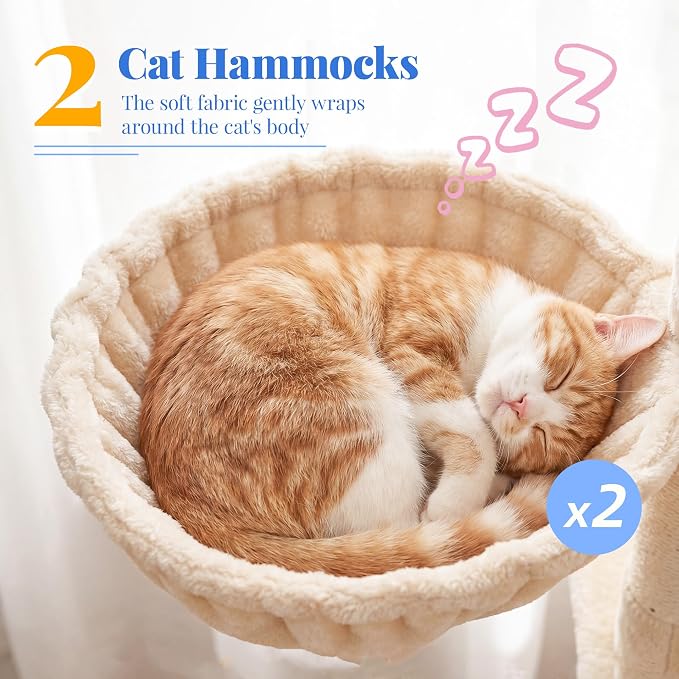 Hey-brother Cat Tree, Multi-Level Tower with 3 Condos, Hairbrush, MPJ035-MM