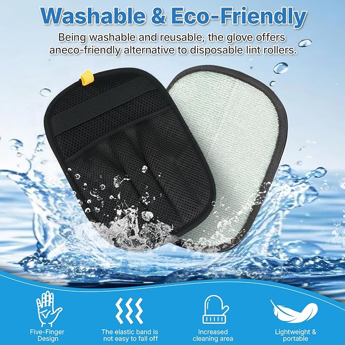 Pet Hair Remover Glove for Dogs & Cats, 5 Finger Electrostatic Fur Removal Brush, Reusable Grooming Glove for Couch, Carpet, Furniture, Car Seat, Clothes