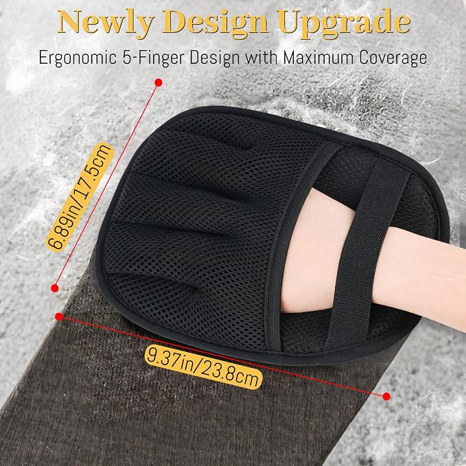 Pet Hair Removal Glove for Cats & Dogs, Upgrade 5-Finger Magic Brush Pet Hair Remover Tool, Electrostatic Reusable Grooming Mitt for Laundry, Couch, Carpet & Car Seat