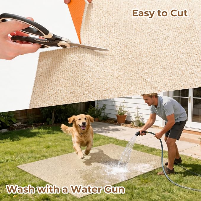 Dog Crate Mat, 24 in X 36 in Dog Playpen Mat Kennel Mat | Waterproof Non-Slip Reusable Washable Floor Protector Extra Large cages Puppy Pee Pad for Under Dogs Crate Cream White