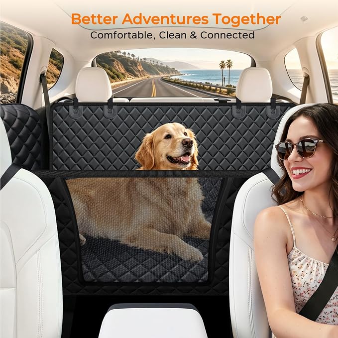 URPOWER Dog Car Seat Cover for Tesla Model Y & Juniper (2025+) with Door Protectors, Waterproof Seat Cover Hammock 600D Heavy Duty Scratch Proof Nonslip Durable Soft Back Seat Covers