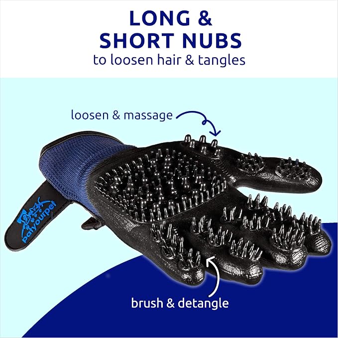Pat Your Pet Grooming Gloves - Cat & Dog Hair Remover Glove for Deshedding Long and Short Fur
