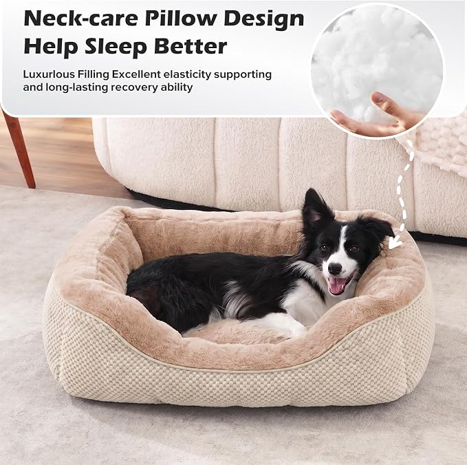 INVENHO Large Dog Bed, Washable Orthopedic Warming Soft Sleeping Durable with Anti-Slip Bottom