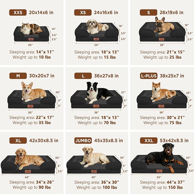 Comfort Expression Orthopedic Dog Beds for Large Sized Dog with Bolster | Waterproof Dog Couch Bed with Washable Cover & Non-Slip Bottom, Supportive Egg Crate Foam Large Pet Bed, 36x27 Inch