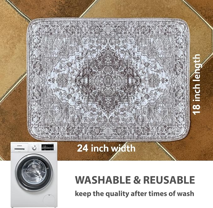 nunubaby Washable Pee Pads for Dogs, Stylish, Non-Slip and Leak-Proof Pee Pads. Reusable Potty Pads for Dogs for Crates and Floors.(Brown/Geo,18" x24" )