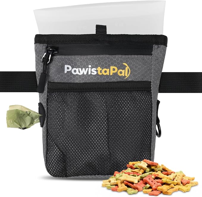 Dog Treat Pouch for Pet Training, One-Hand Magnetic Closure, Hands-Free Treat Bag with Silicone Liner, No Mess No Smell