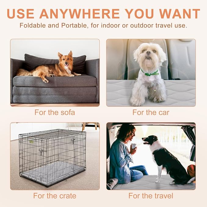 BEAUTYZOO Dog Crate Pad Washable Ultra Soft Pet Kennel Mat XLarge, 48" Gray | Ultra Soft Crate Pad,Anti-Slip Bottom,Waterproof Lining Protects Floors & Furniture,Comfortable Cozy Mats for Cage Car Travel