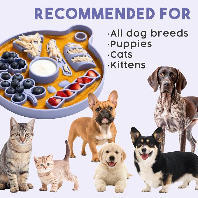 Awoo Smorgasboard - Silicone Dog and Puppy Lick Mat and Slow Feeder with Suction Cups - Non-Slip, Dishwasher Safe Pet Dish - Extends Mealtime for Fast Eaters - for Wet & Dry Food (Sage)