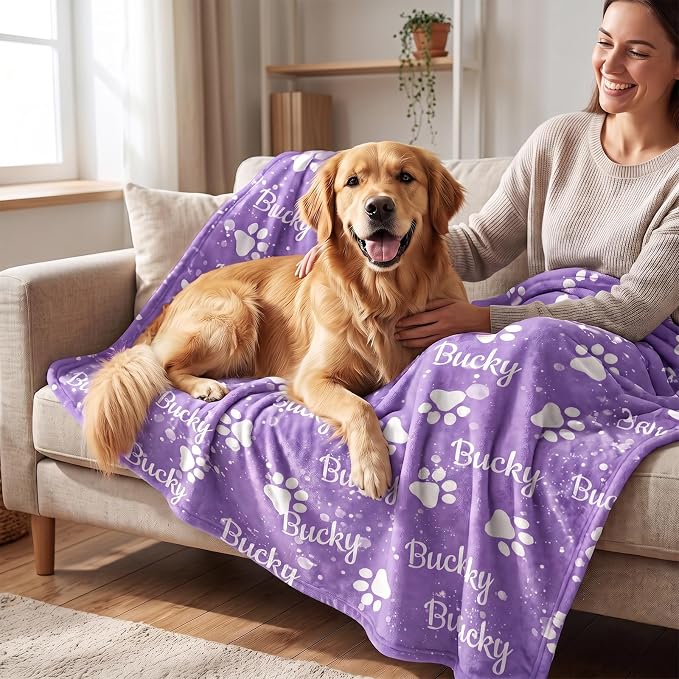 Personalized Dog Blanket, Customized Pet Blankets with Name Picture, Throw Blanket for Small Medium Large Dog Puppy Cat