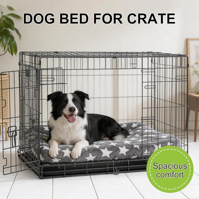 Orthopedic Dog Bed for Large Dogs, Washable Dog Mat with Removable Zippered Cover, Non-Slip Bottom, Comfort Crate Bed (Grey, M(30"*20"*3.1"))