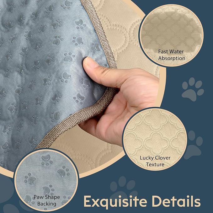 FunFurry Washable Pee Pads for Dogs - 2 Pack Reusable Waterproof Puppy Training Pads, Super Absorbent with Dog Paw Shape Non-Slip Backing (Cream, 24" X 24" - 2 Pack)