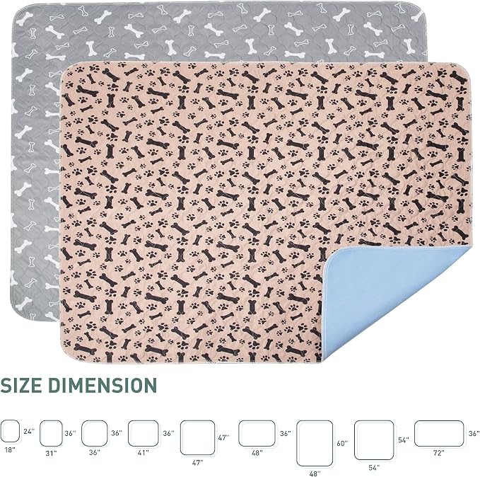 Eterish Reusable Washable Pee Pads for Dogs Extra Large 48'' x 60'' 2 Pack, Absorbent Pet Puppy Dog Training Pads Non-Slip, Waterproof Whelping Potty Pads for Dogs Leak-Proof