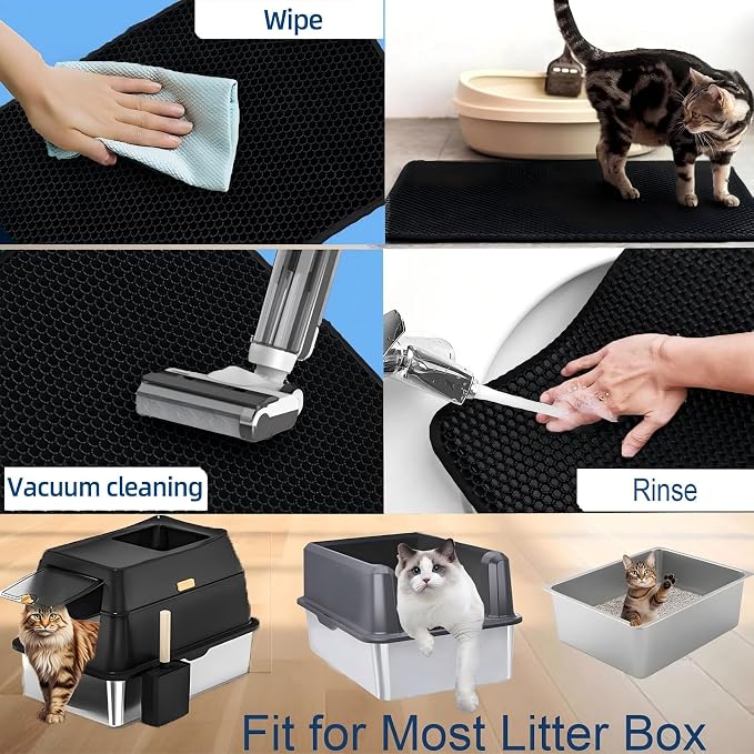 Cat Litter Mat Litter Box Mat 24 X 18 Inches Black | Ultra-soft, non-toxic material; superb craftsmanship, sturdy and durable